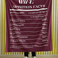 Nutrition Facts Wife Cozy Plush Fleece Blanket - White