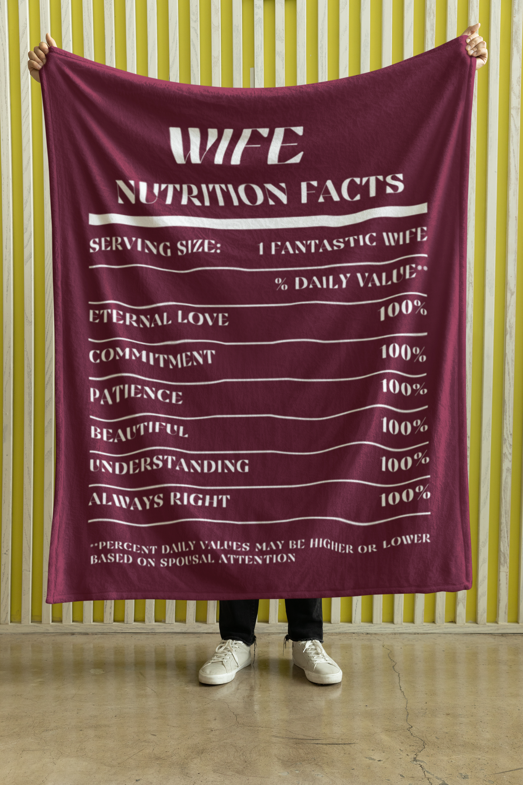 Nutrition Facts Wife Cozy Plush Fleece Blanket - White