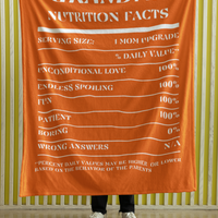 Nutrition Facts Grandma Cozy Plush Fleece Blanket - White