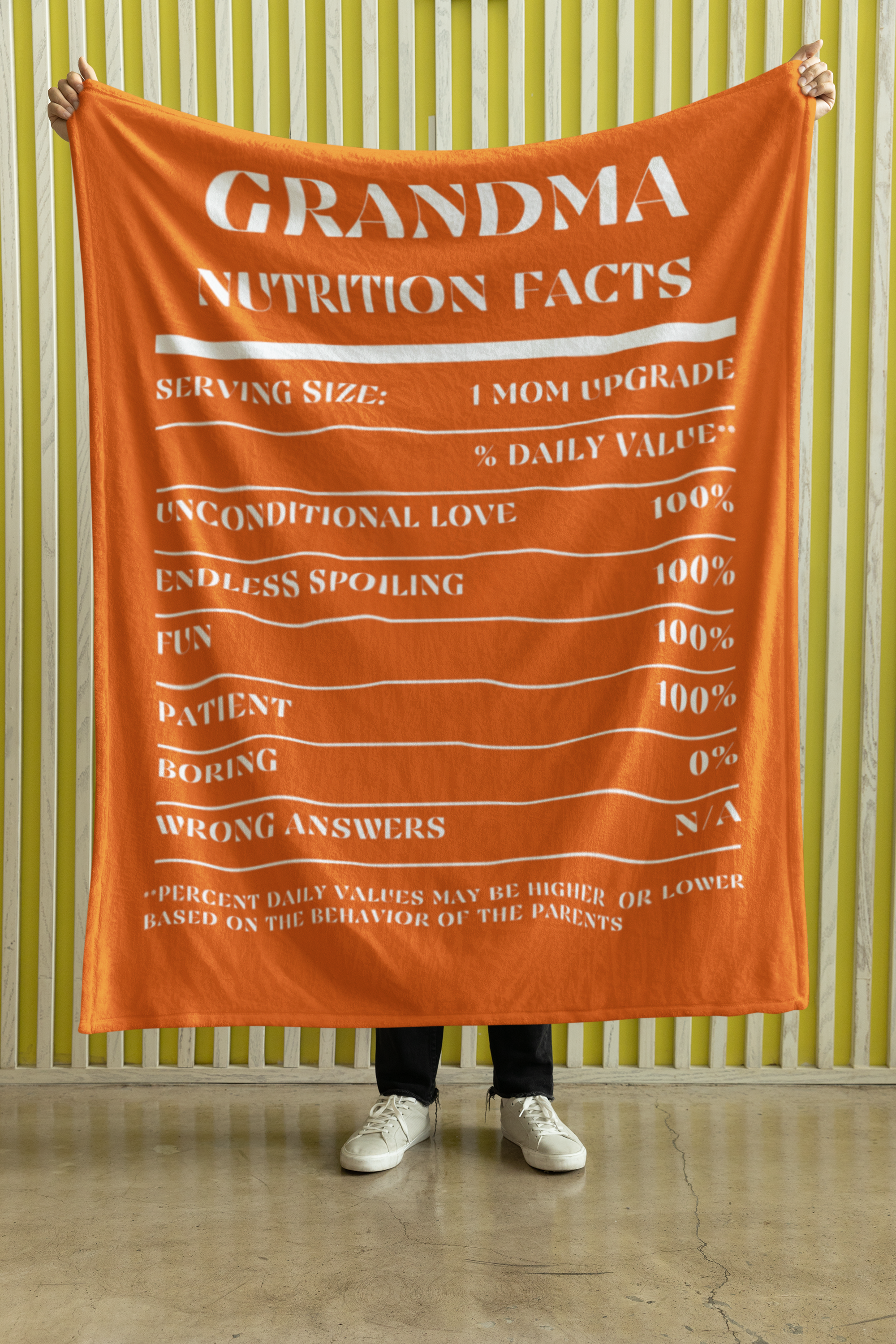 Nutrition Facts Grandma Cozy Plush Fleece Blanket - White