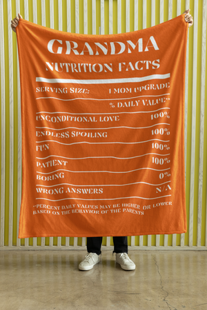 Nutrition Facts Grandma Cozy Plush Fleece Blanket - White