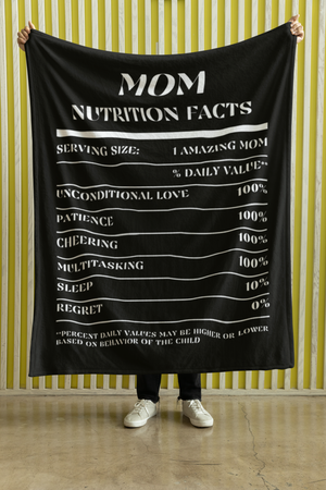 Nutrition Facts Mom Cozy Plush Fleece Blanket - White