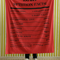 Nutrition Facts Dad Plush Fleece Blanket - Black