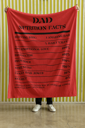 Nutrition Facts Dad Plush Fleece Blanket - Black