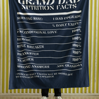 Nutrition Facts Grand Dad Cozy Plush Fleece Blanket - White