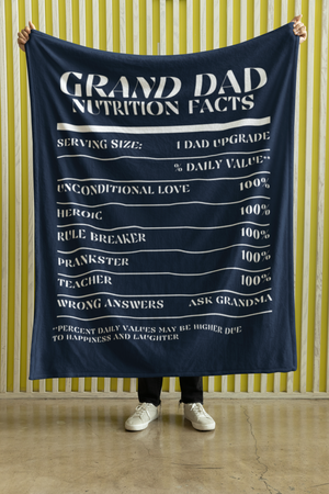 Nutrition Facts Grand Dad Cozy Plush Fleece Blanket - White