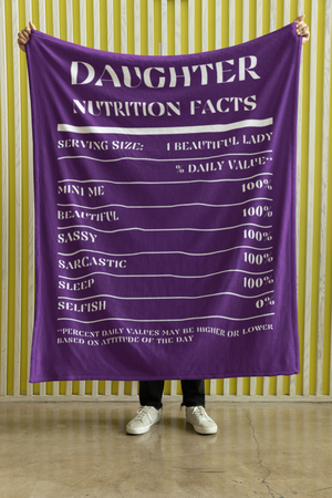 Nutrition Facts Daughter Cozy Plush Fleece Blanket - White