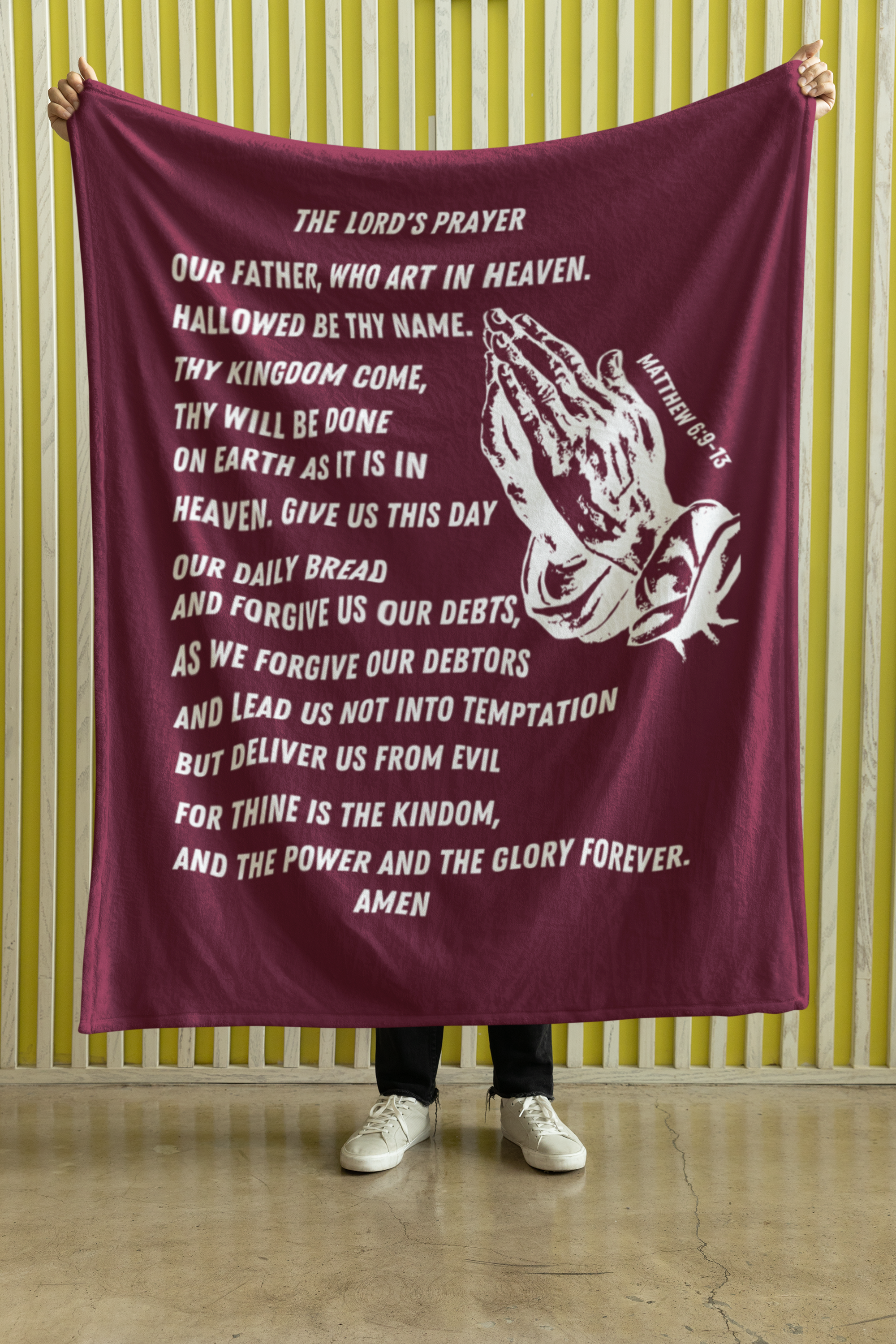 Lord's Prayer Cozy Plush Fleece Blanket - White