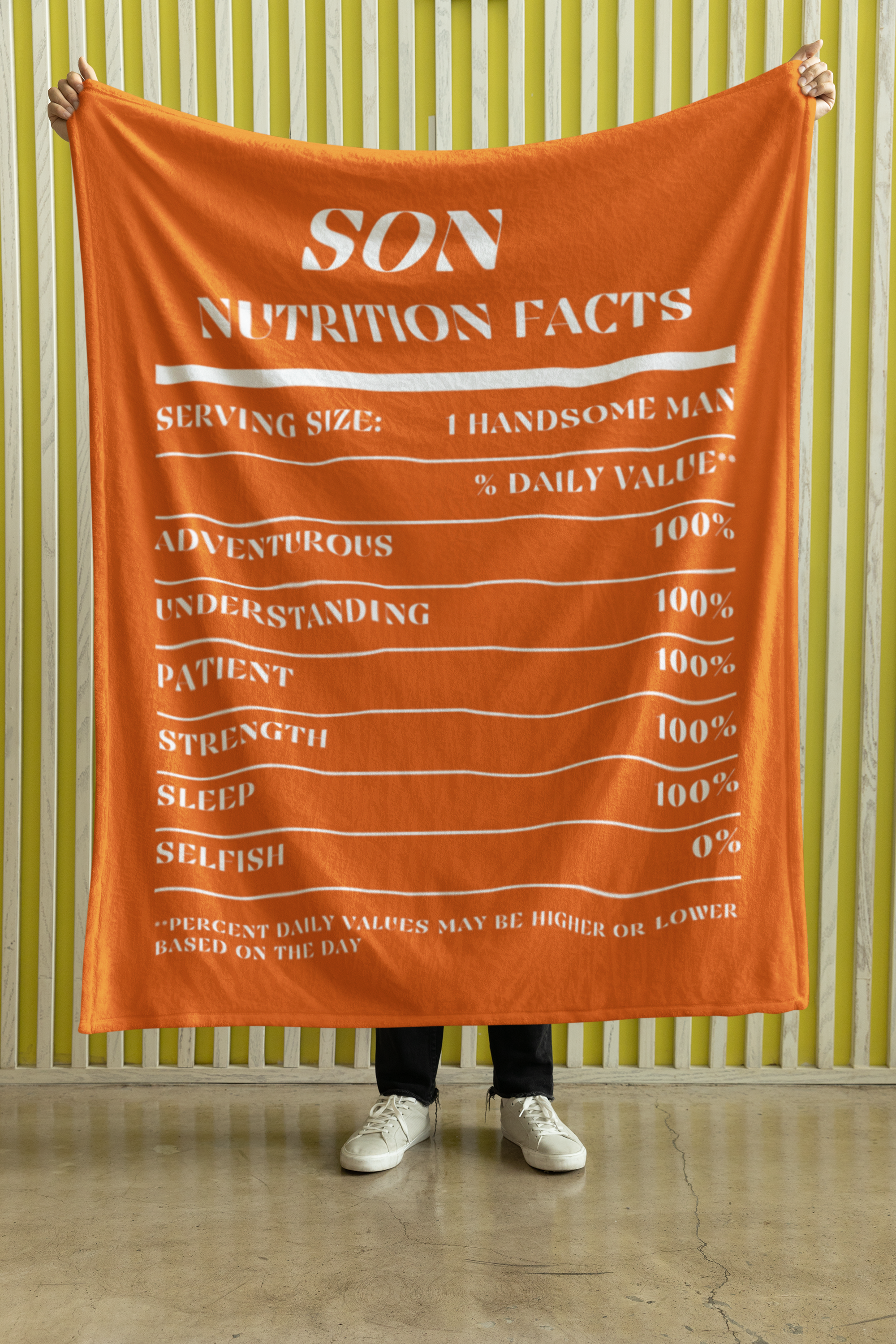 Nutrition Facts Son Cozy Plush Fleece Blanket - White