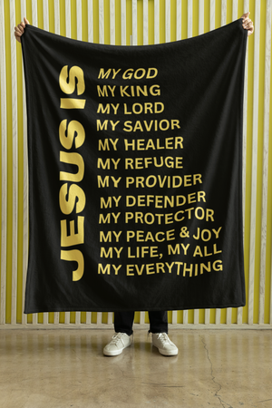 Jesus Is Cozy Plush Fleece Blanket - Gold