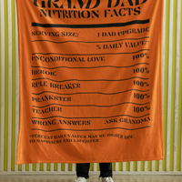 Nutrition Facts Grand Dad Cozy Plush Fleece Blanket - Black