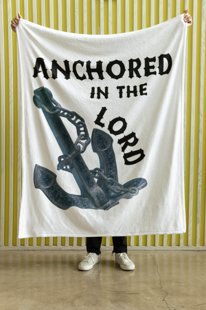 Anchored In The Lord Cozy Plush Fleece Blanket - Black