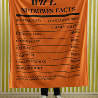 Nutrition Facts Wife Cozy Plush Fleece Blanket - Black