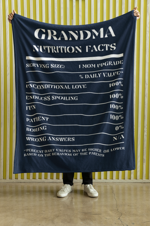 Nutrition Facts Grandma Cozy Plush Fleece Blanket - White