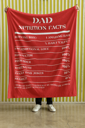 Nutrition Facts Dad Cozy Plush Fleece Blanket - White