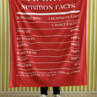 Nutrition Facts Daughter Cozy Plush Fleece Blanket - White
