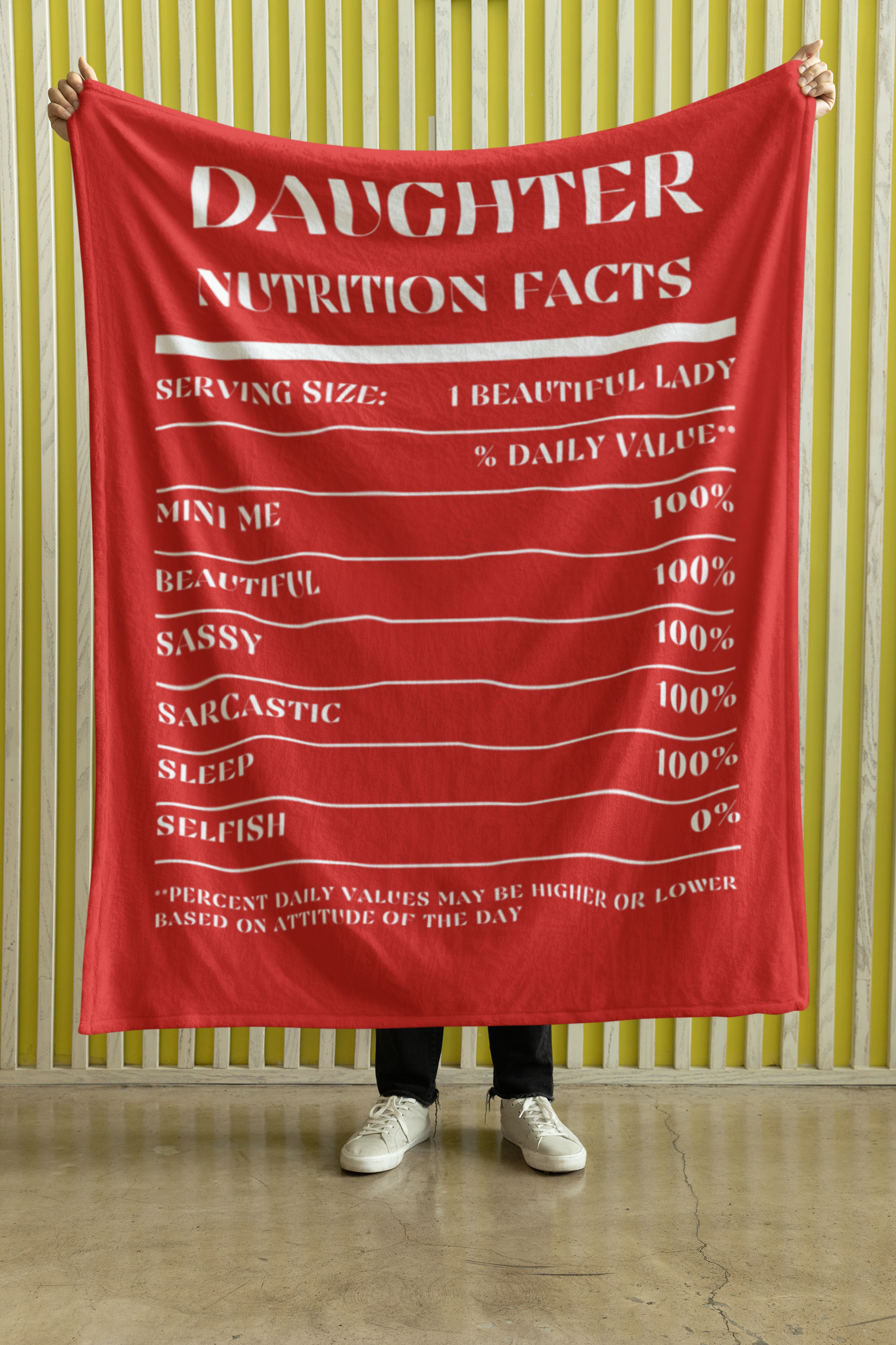 Nutrition Facts Daughter Cozy Plush Fleece Blanket - White