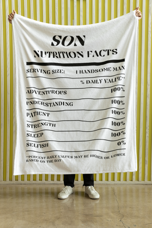 Nutrition Facts Son Cozy Plush Fleece Blanket - Black