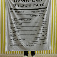 Nutrition Facts Husband Cozy Plush Fleece Blanket - Black