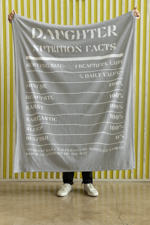 Nutrition Facts Daughter Cozy Plush Fleece Blanket - White