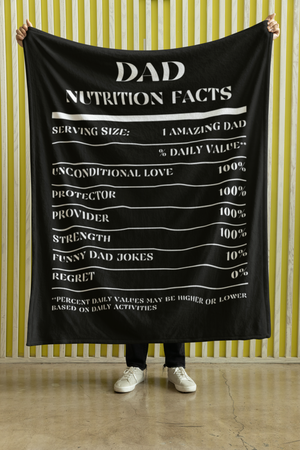 Nutrition Facts Dad Cozy Plush Fleece Blanket - White