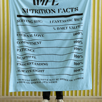 Nutrition Facts Wife Cozy Plush Fleece Blanket - Black