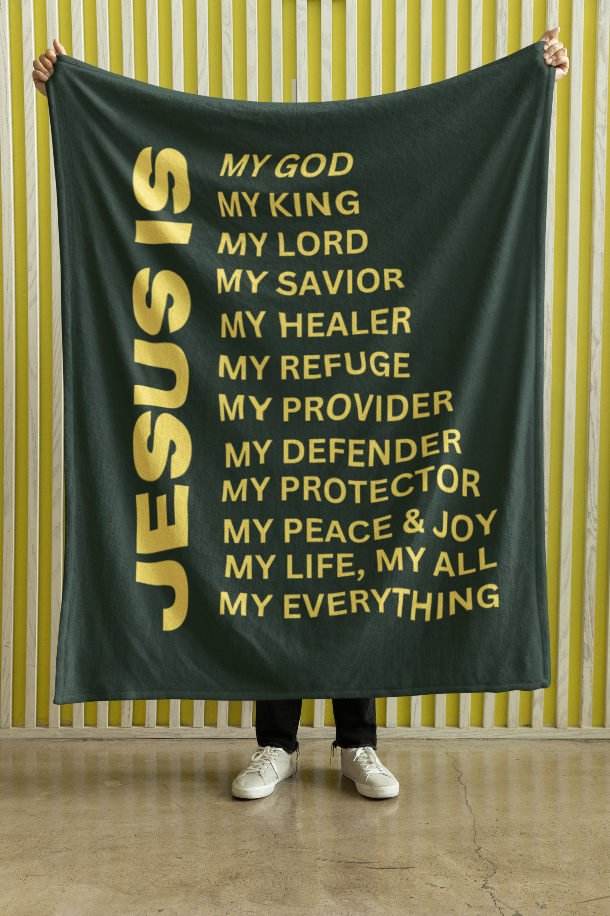 Jesus Is Cozy Plush Fleece Blanket - Gold