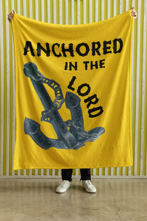 Anchored In The Lord Cozy Plush Fleece Blanket - Black