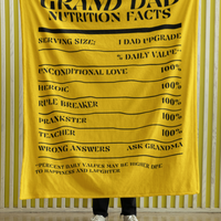 Nutrition Facts Grand Dad Cozy Plush Fleece Blanket - Black