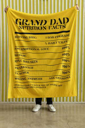 Nutrition Facts Grand Dad Cozy Plush Fleece Blanket - Black