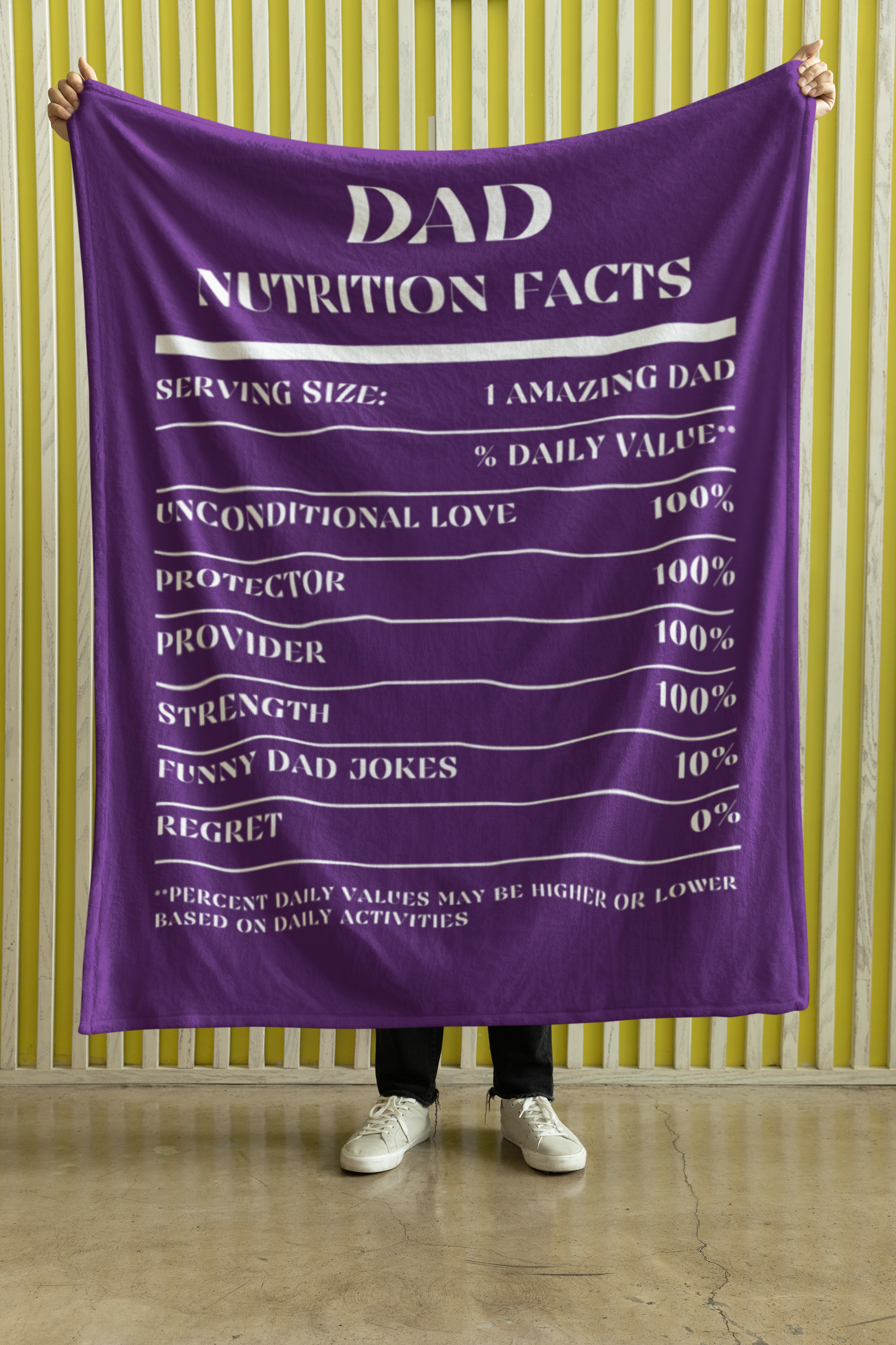 Nutrition Facts Dad Cozy Plush Fleece Blanket - White