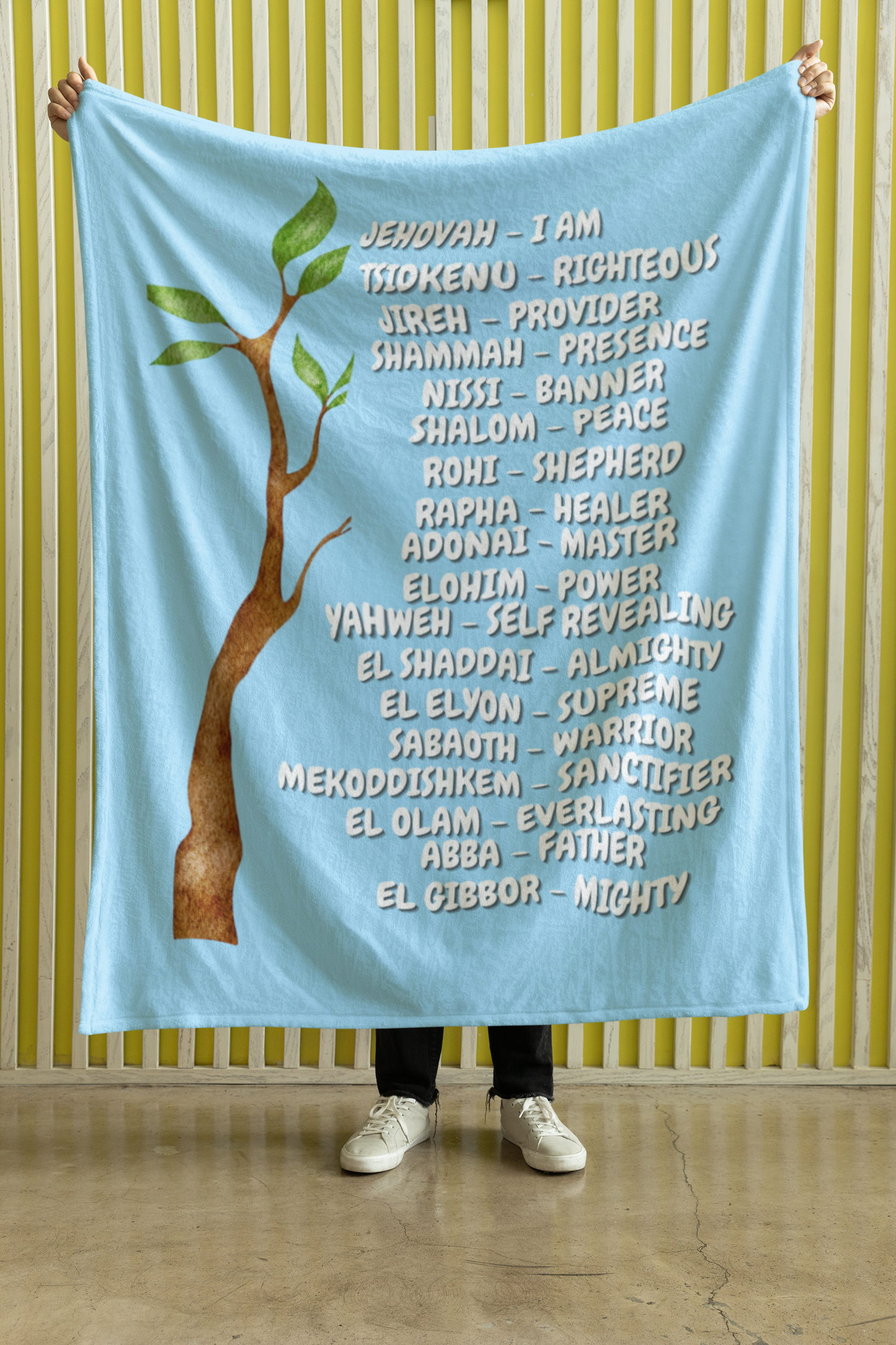 Names of God Cozy Plush Fleece Blanket - White