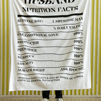 Nutrition Facts Husband Cozy Plush Fleece Blanket - Black