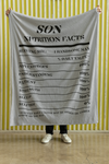 Nutrition Facts Son Cozy Plush Fleece Blanket - Black