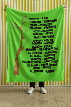 Names of God Cozy Plush Fleece Blanket - Black