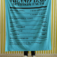 Nutrition Facts Grand Dad Cozy Plush Fleece Blanket - Black