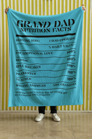 Nutrition Facts Grand Dad Cozy Plush Fleece Blanket - Black