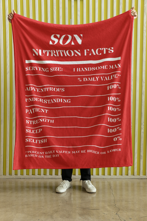 Nutrition Facts Son Cozy Plush Fleece Blanket - White