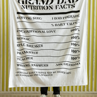 Nutrition Facts Grand Dad Cozy Plush Fleece Blanket - Black