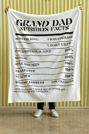 Nutrition Facts Grand Dad Cozy Plush Fleece Blanket - Black