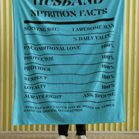 Nutrition Facts Husband Cozy Plush Fleece Blanket - Black