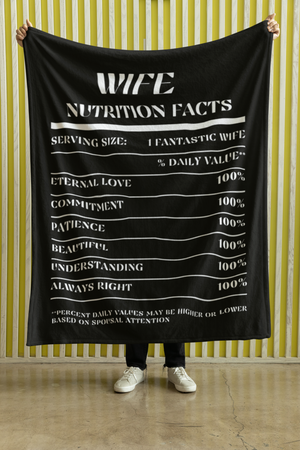 Nutrition Facts Wife Cozy Plush Fleece Blanket - White