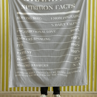 Nutrition Facts Grandma Cozy Plush Fleece Blanket - White