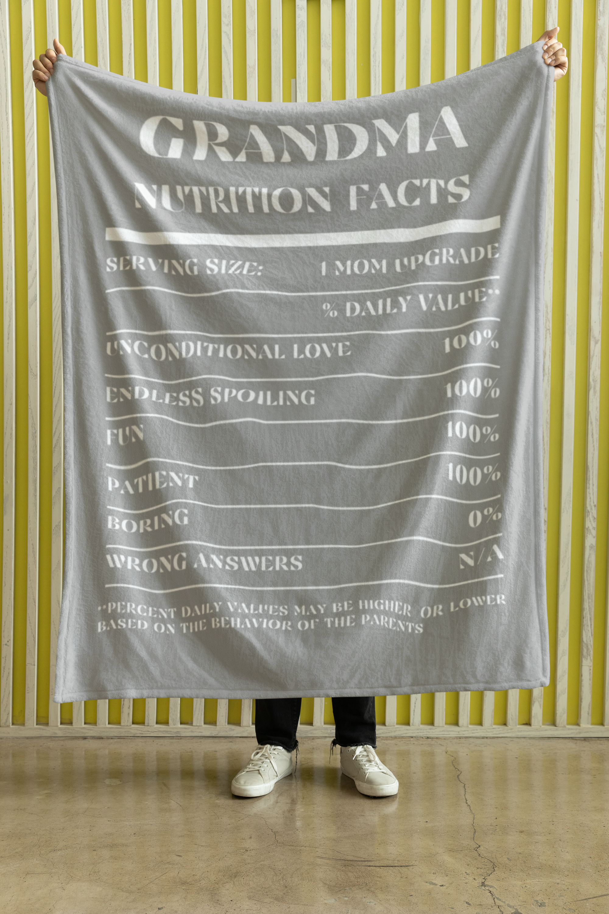 Nutrition Facts Grandma Cozy Plush Fleece Blanket - White