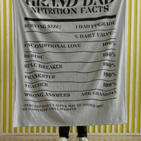 Nutrition Facts Grand Dad Cozy Plush Fleece Blanket - Black