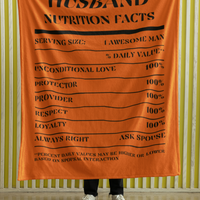 Nutrition Facts Husband Cozy Plush Fleece Blanket - Black