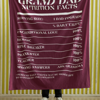 Nutrition Facts Grand Dad Cozy Plush Fleece Blanket - White