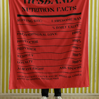 Nutrition Facts Husband Cozy Plush Fleece Blanket - Black