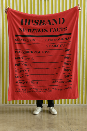 Nutrition Facts Husband Cozy Plush Fleece Blanket - Black