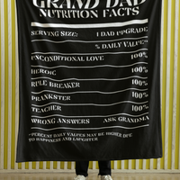 Nutrition Facts Grand Dad Cozy Plush Fleece Blanket - White